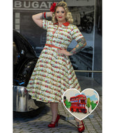 Dolly & Dotty White Mabel London Landmark Print Shirt Dress