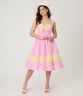Barbie鈩?x Unique Vintage Picnic Pretty Gingham Swing Dress