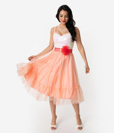 Barbie x Unique Vintage Peaches N Cream Chiffon Dress