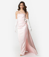 Barbie鈩?x Unique Vintage Pink Satin Strapless Enchanted Evening Gown