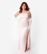 Barbie x Unique Vintage Plus Size Pink Satin Strapless Enchanted Evening Gown