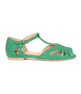 Banned Green Secret Love T-Strap Leatherette Flats