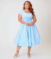 Banned Plus Size Sky Blue Gingham Lola Swing Dress