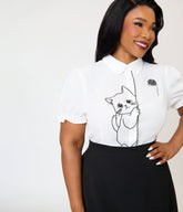 Banned Plus Size White & Black Cat Sophie Blouse