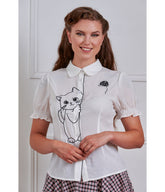 Banned White & Black Cat Sophie Blouse