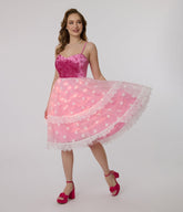 Barbie x Unique Vintage 1980s Pink Light Up Dream Glow Swing Dress