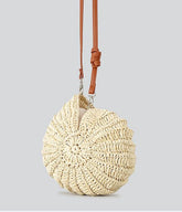Beige Conch Shell Straw Clutch