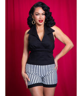 Black Collared Halter Top