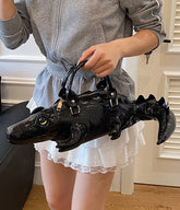 Black Crocodile Shaped Novelty Bag