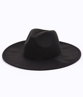 Black Faux Wool Fedora Hat