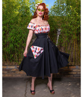 Black Harlequin Pocket Swing Skirt