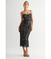 Black Lace Corset Pencil Dress