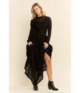 Black Lace Long Sleeve Maxi Dress