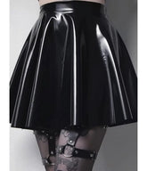 Black Patent Faux Leather Swing Skirt