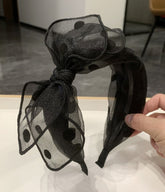 Black Polka Dot Bow Headband