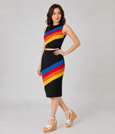 Black Rainbow Stripe Top & Skirt Set