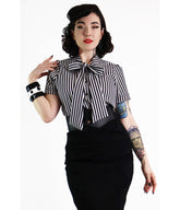 Bonsai Kitten Black & White Cotton Bow Blouse