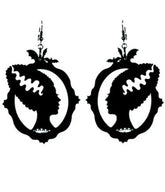 Bonsai Kitten Black Bride of Frankenstein Earrings