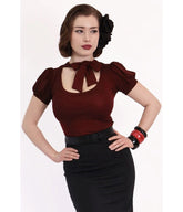 Bonsai Kitten Burgundy Collar Bow Top