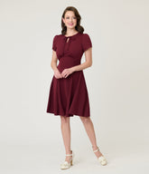 Burgundy Fit & Flare Dress