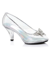 Ellie Shoes Clear & Silver Butterfly Cinderella Heels