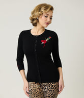 Elvira x Unique Vintage Black Heart Dagger Cardigan