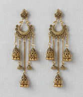 Gold Tone Filigree Tassel Dangle Earrings