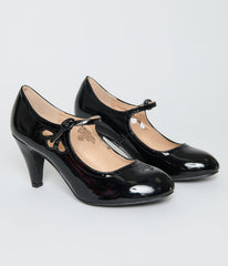 1920s Black Patent Leatherette Mary Jane Heels