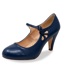 1920s Navy Blue Leatherette Mary Jane Heels