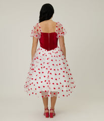 Barbie x Unique Vintage Red Hearts Loving You Swing Dress