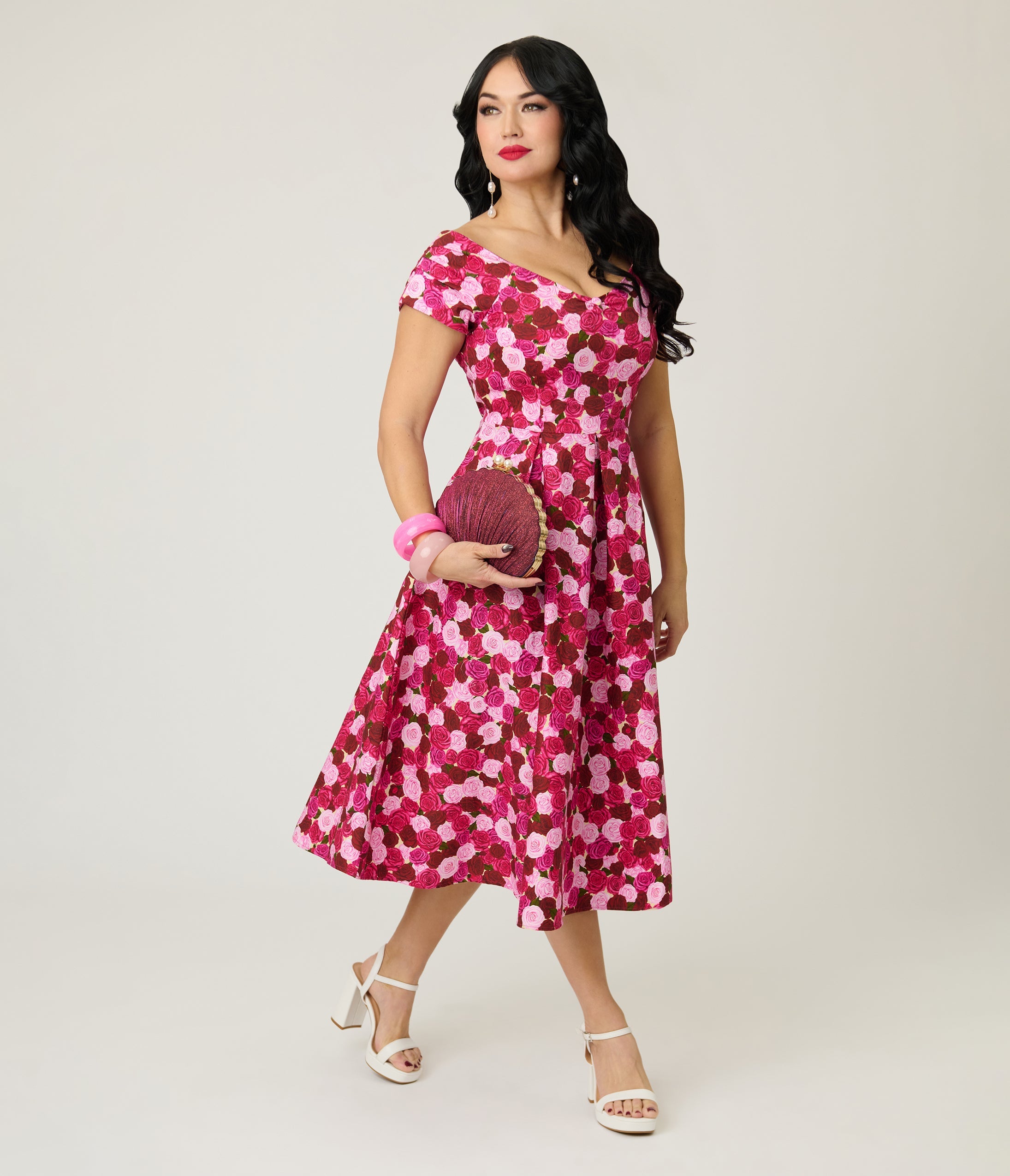 Dolly & Dotty Lily Pink Rose Garden Swing Dress