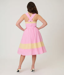 Barbie鈩?x Unique Vintage Picnic Pretty Gingham Swing Dress