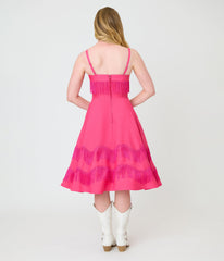 Barbie鈩?x Unique Vintage Hot Pink Fringe Girlie Swing Dress