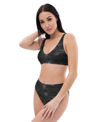 Black Spiderweb High Waist Swim Set