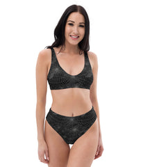 Black Spiderweb High Waist Swim Set