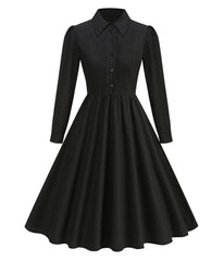 Black Three Quarter Sleeve Shirt Dress