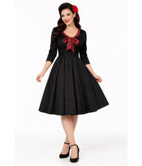Black & Red Polka Dot Bow Swing Dress
