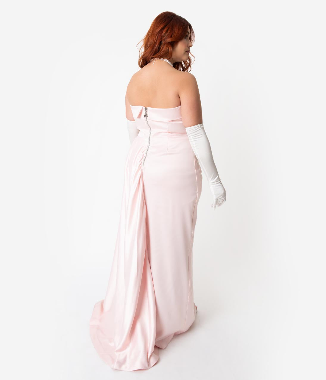 Barbie x Unique Vintage Plus Size Pink Satin Strapless Enchanted Evening Gown