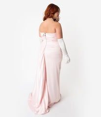 Barbie x Unique Vintage Plus Size Pink Satin Strapless Enchanted Evening Gown