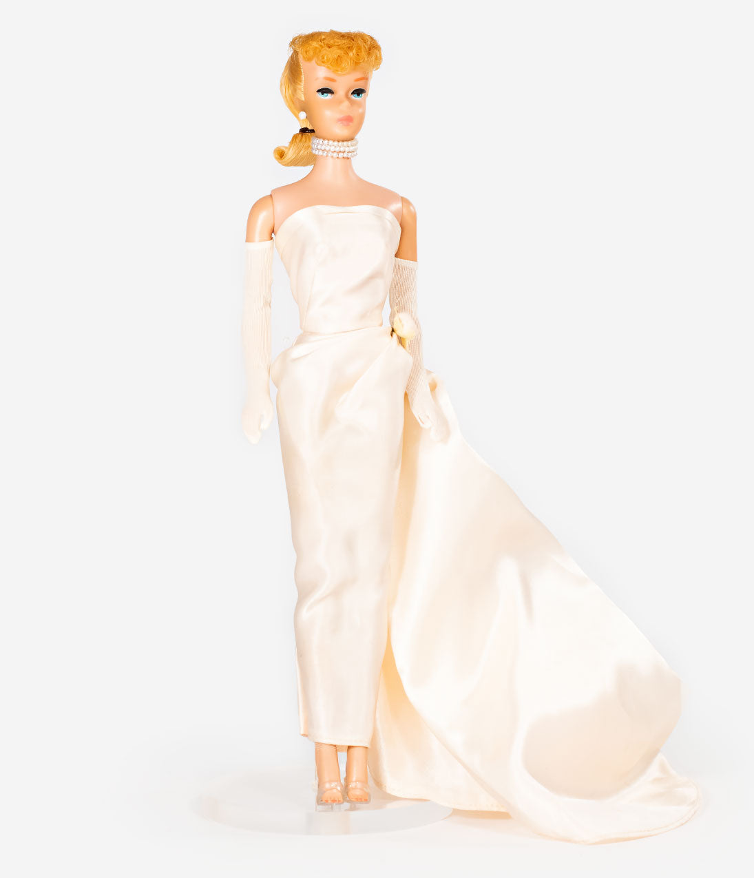 Barbie鈩?x Unique Vintage Pink Satin Strapless Enchanted Evening Gown