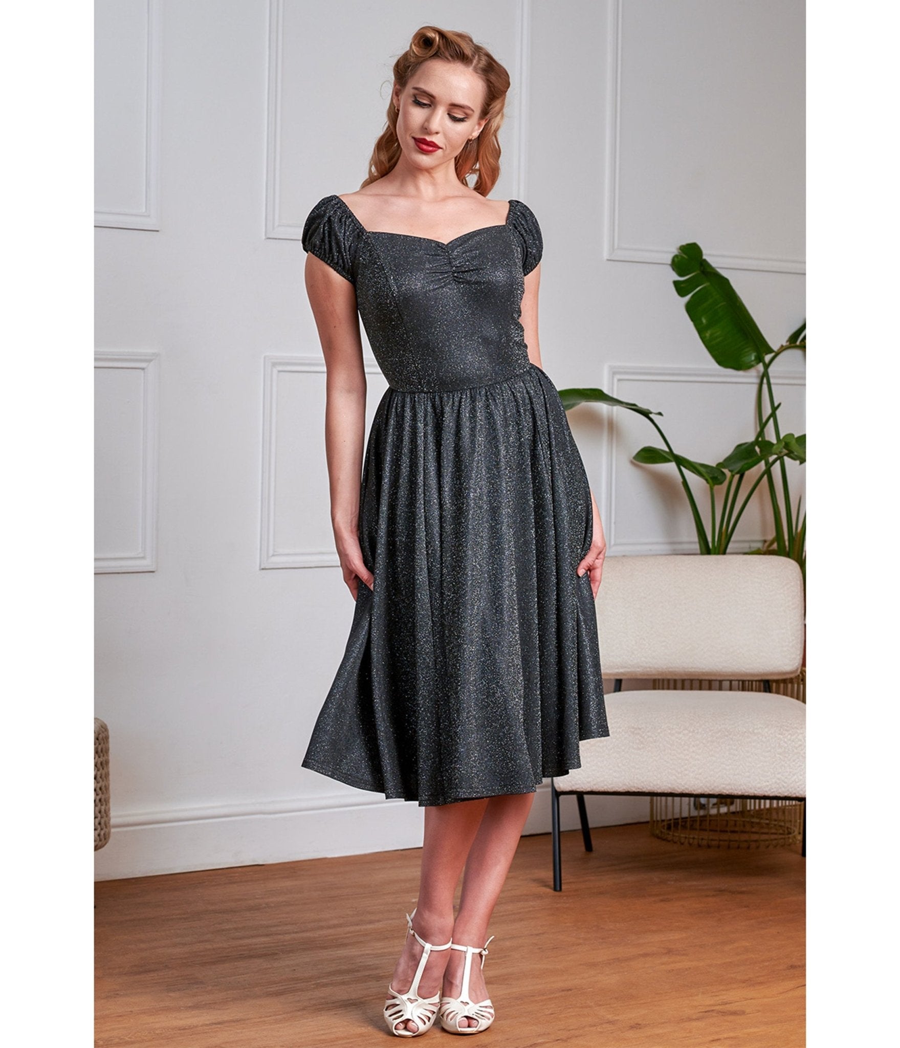 Banned Black Glitter Swing Dress