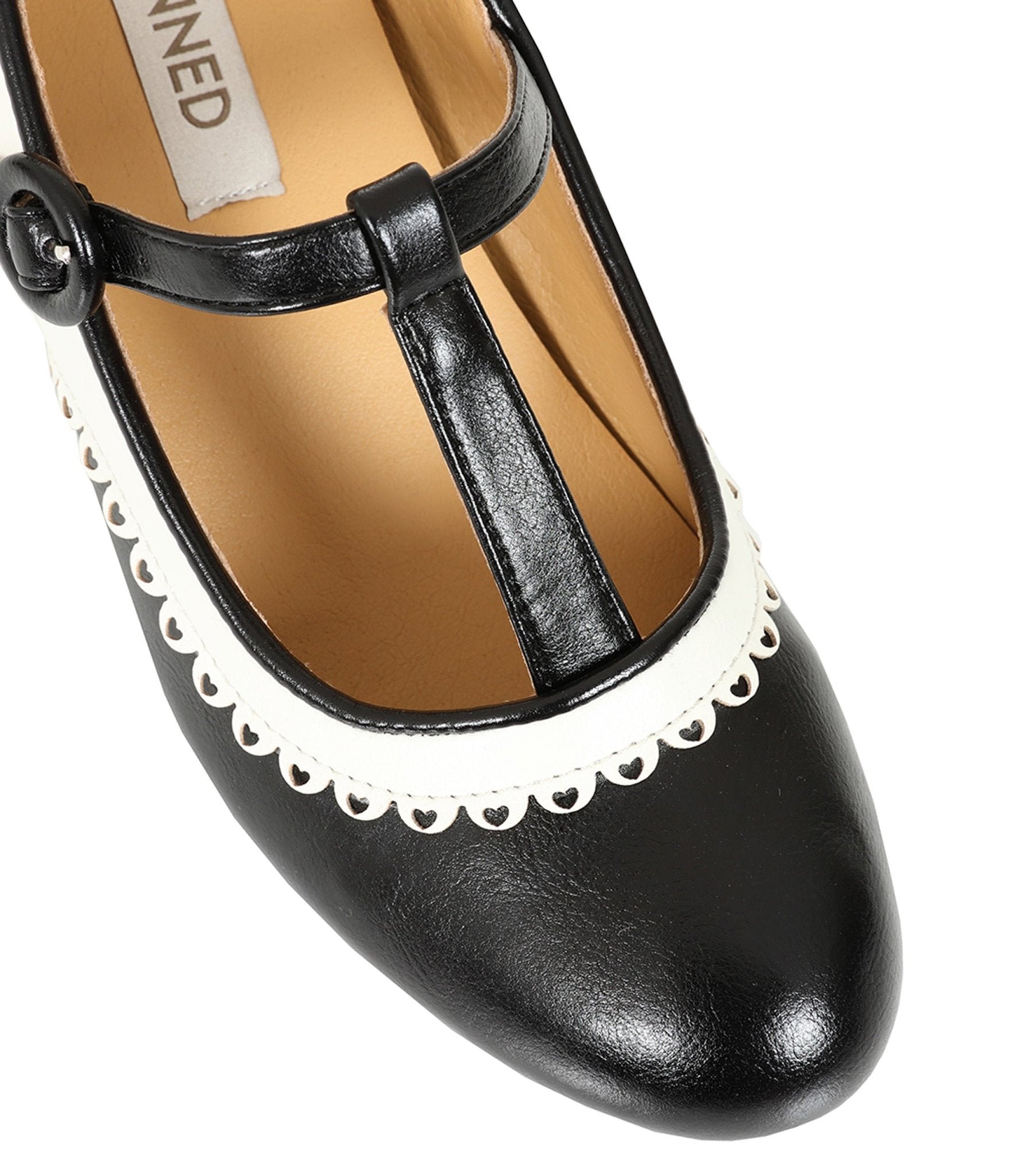 Banned Black & White Leatherette T-Strap Heels