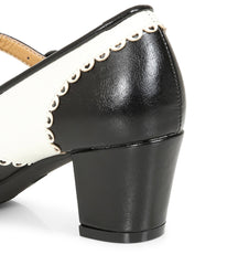 Banned Black & White Leatherette T-Strap Heels