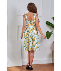 Banned Blue Striped Lemon Print Swing Dress