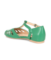 Banned Green Secret Love T-Strap Leatherette Flats