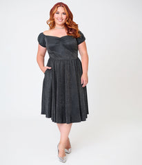 Banned Plus Size Black Glitter Swing Dress