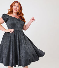 Banned Plus Size Black Glitter Swing Dress