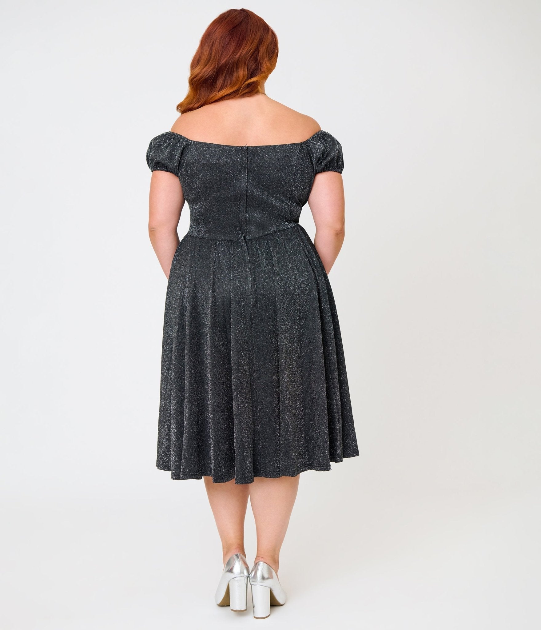 Banned Plus Size Black Glitter Swing Dress