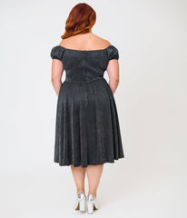 Banned Plus Size Black Glitter Swing Dress