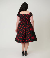 Banned Plus Size Black & Red Polka Dot Marilyn Swing Dress
